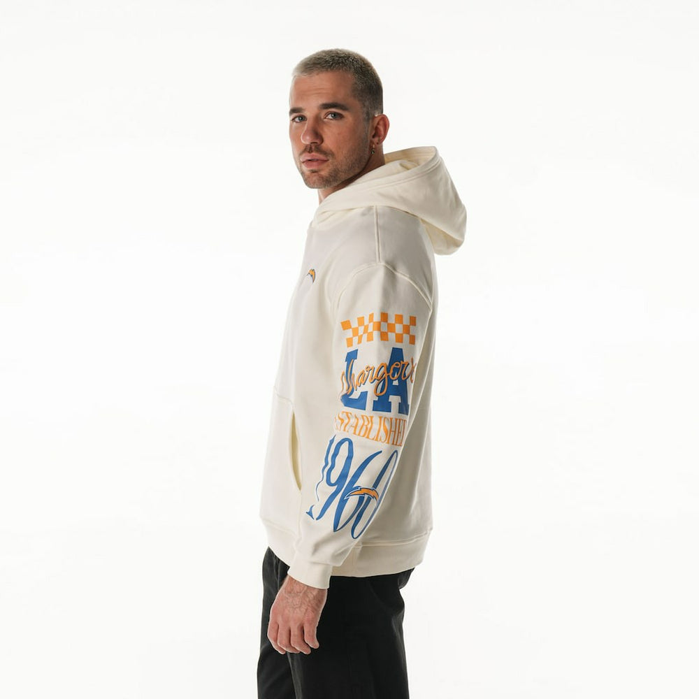 Los Angeles Chargers The Wild Collective Unisex Stacked Graphic Sleeve Fleece Hoodie Cream | NFL