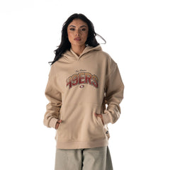 San Francisco 49ers The Wild Collective Unisex Oversized Graphic Fleece Hoodie Tan | NFL