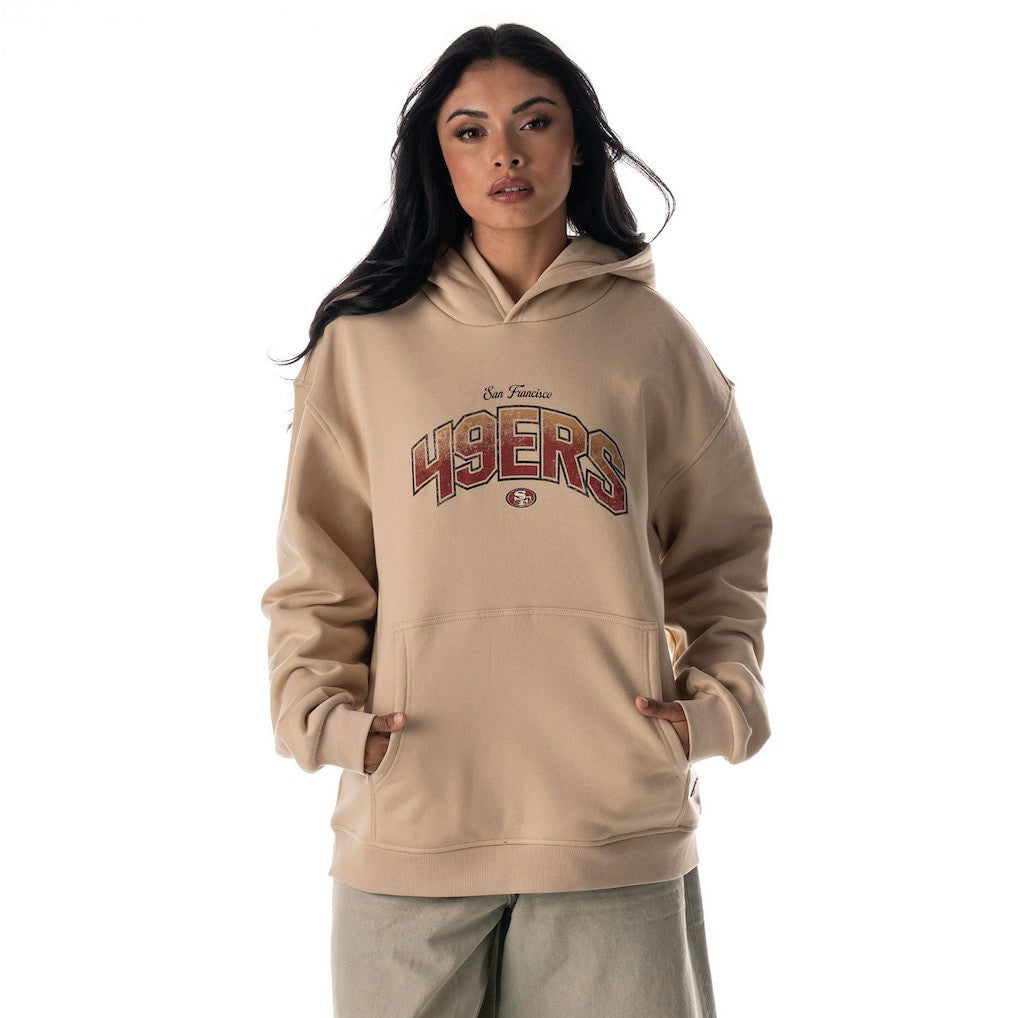 San Francisco 49ers The Wild Collective Unisex Oversized Graphic Fleece Hoodie Tan | NFL
