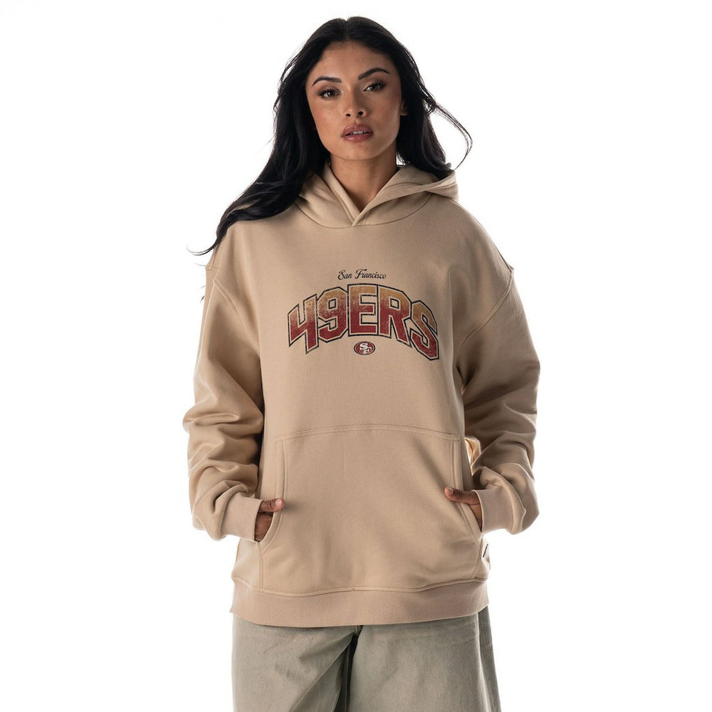 San Francisco 49ers The Wild Collective Unisex Oversized Graphic Fleece Hoodie Tan | NFL