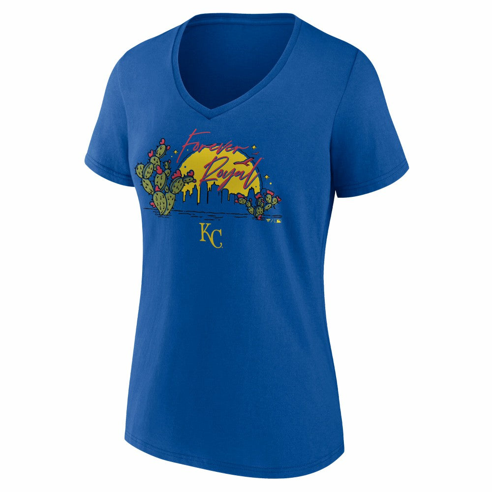 Kansas City Royals Women's Forever Royal Cactus V-Neck T-Shirt - MLB