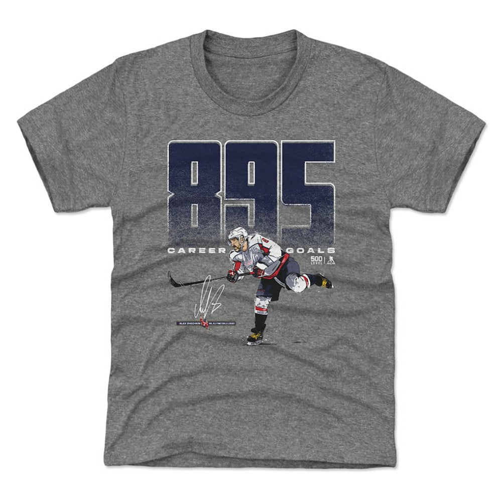 Alexander Ovechkin Washington Capitals 500 Level Youth NHL All-Time Leading Goal Scorer Bold T-Shirt - Gray - NHL