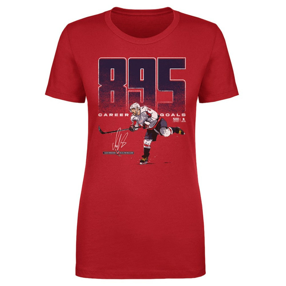 Alexander Ovechkin Washington Capitals 500 Level Women's NHL All-Time Leading Goal Scorer Bold T-Shirt - Red - NHL
