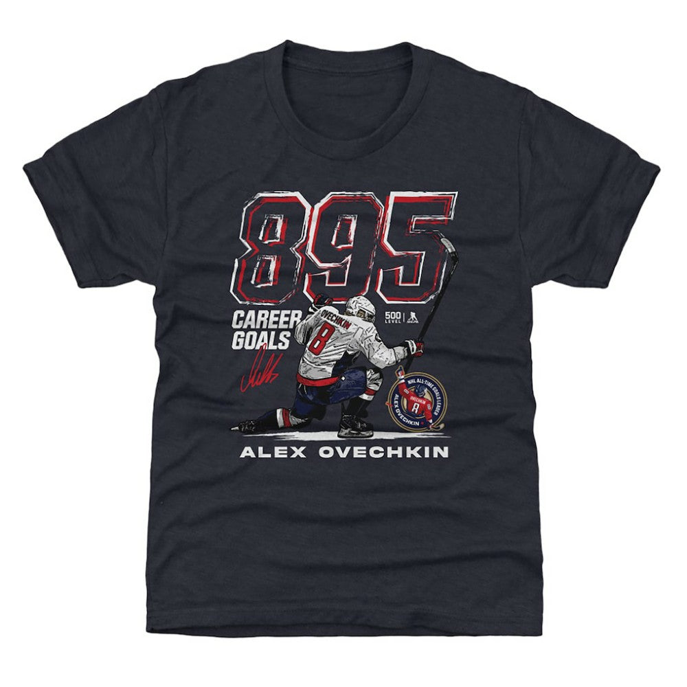 Alexander Ovechkin Washington Capitals 500 Level Youth NHL All-Time Leading Goal Scorer Grunge T-Shirt - Navy - NHL