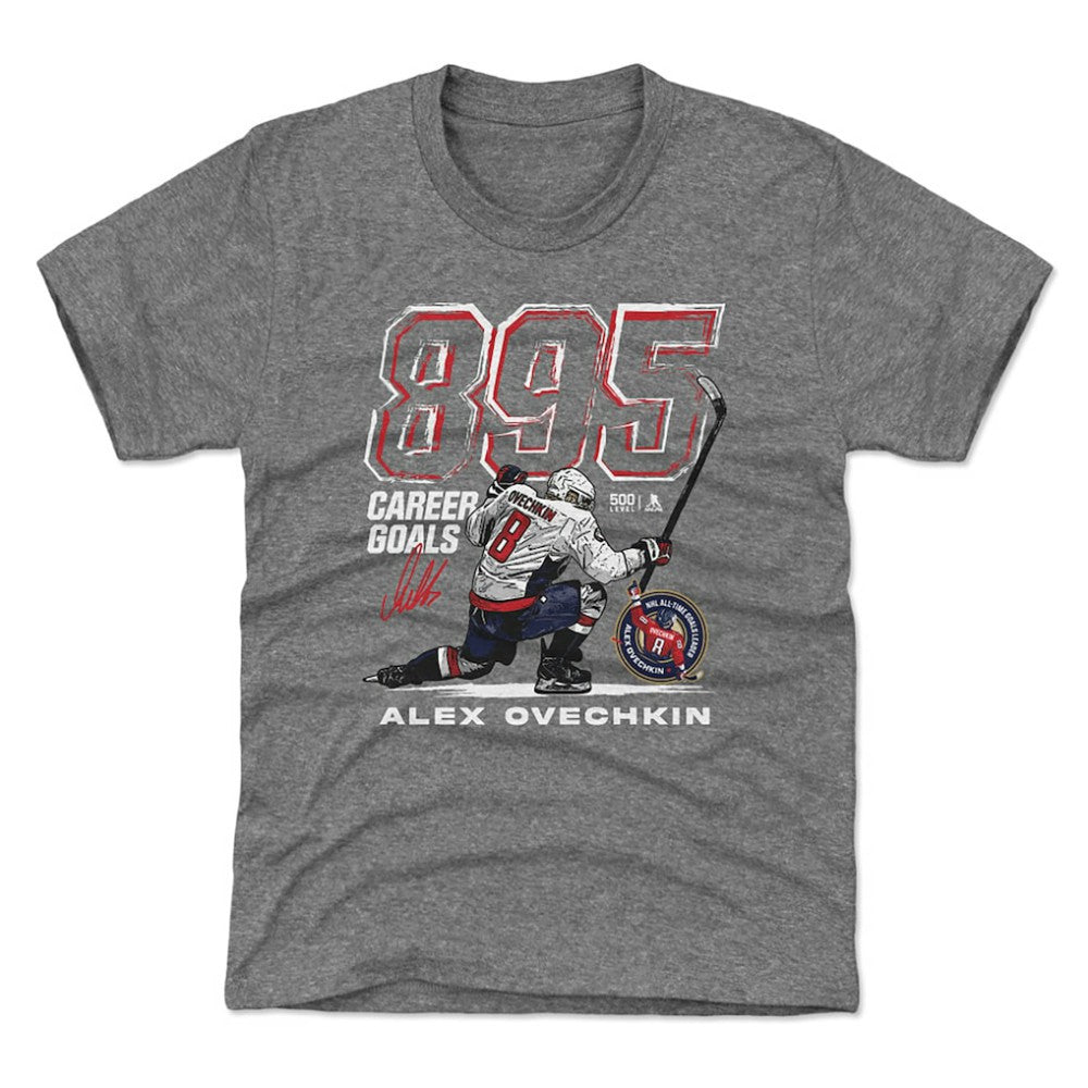 Alexander Ovechkin Washington Capitals 500 Level Youth NHL All-Time Leading Goal Scorer Grunge T-Shirt - Gray - NHL