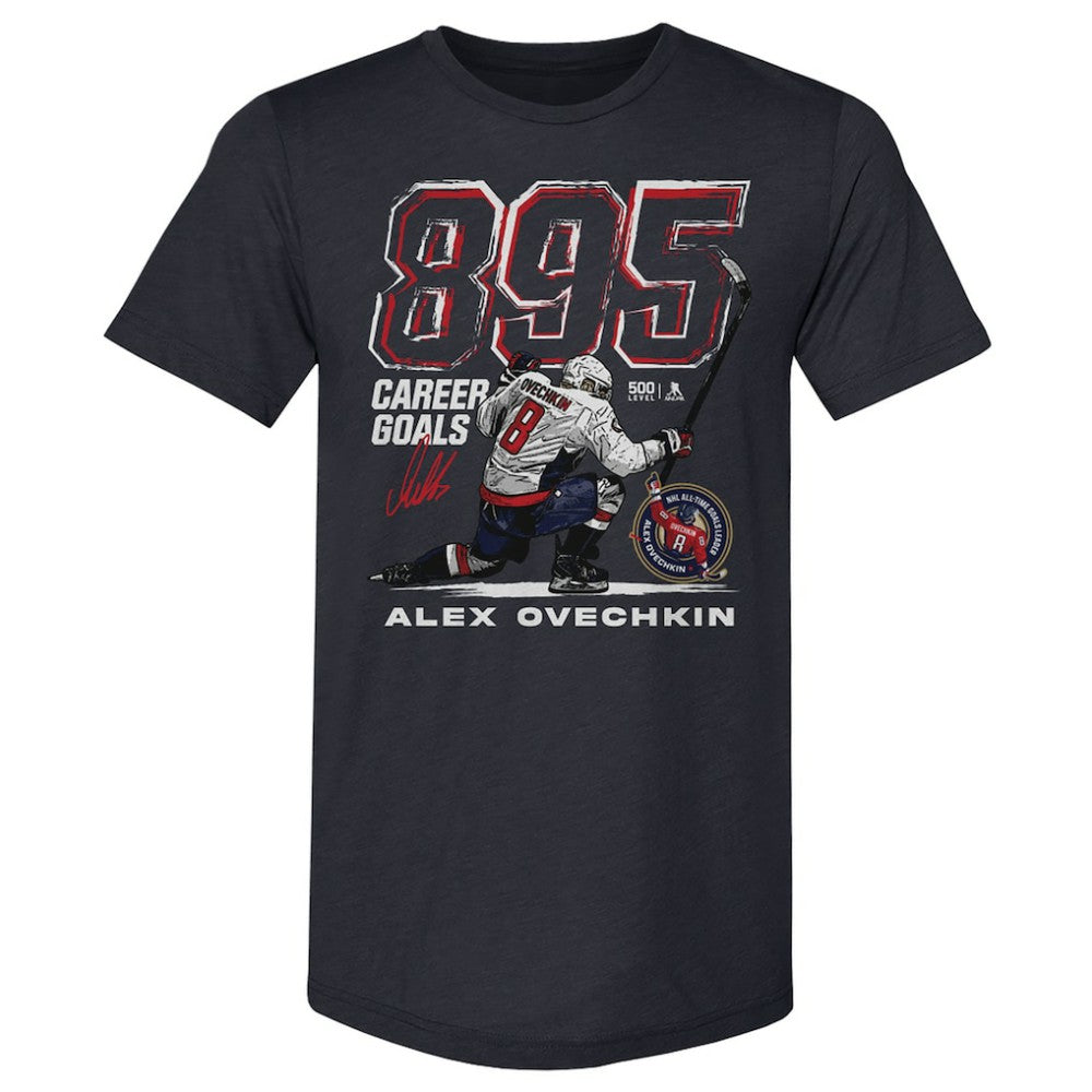 Alexander Ovechkin Washington Capitals 500 Level NHL All-Time Leading Goal Scorer Tri-Blend Grunge T-Shirt - Navy - NHL