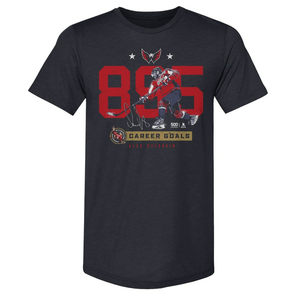 Alexander Ovechkin Washington Capitals 500 Level NHL All-Time Leading Goal Scorer Tri-Blend Number T-Shirt - Navy - NHL