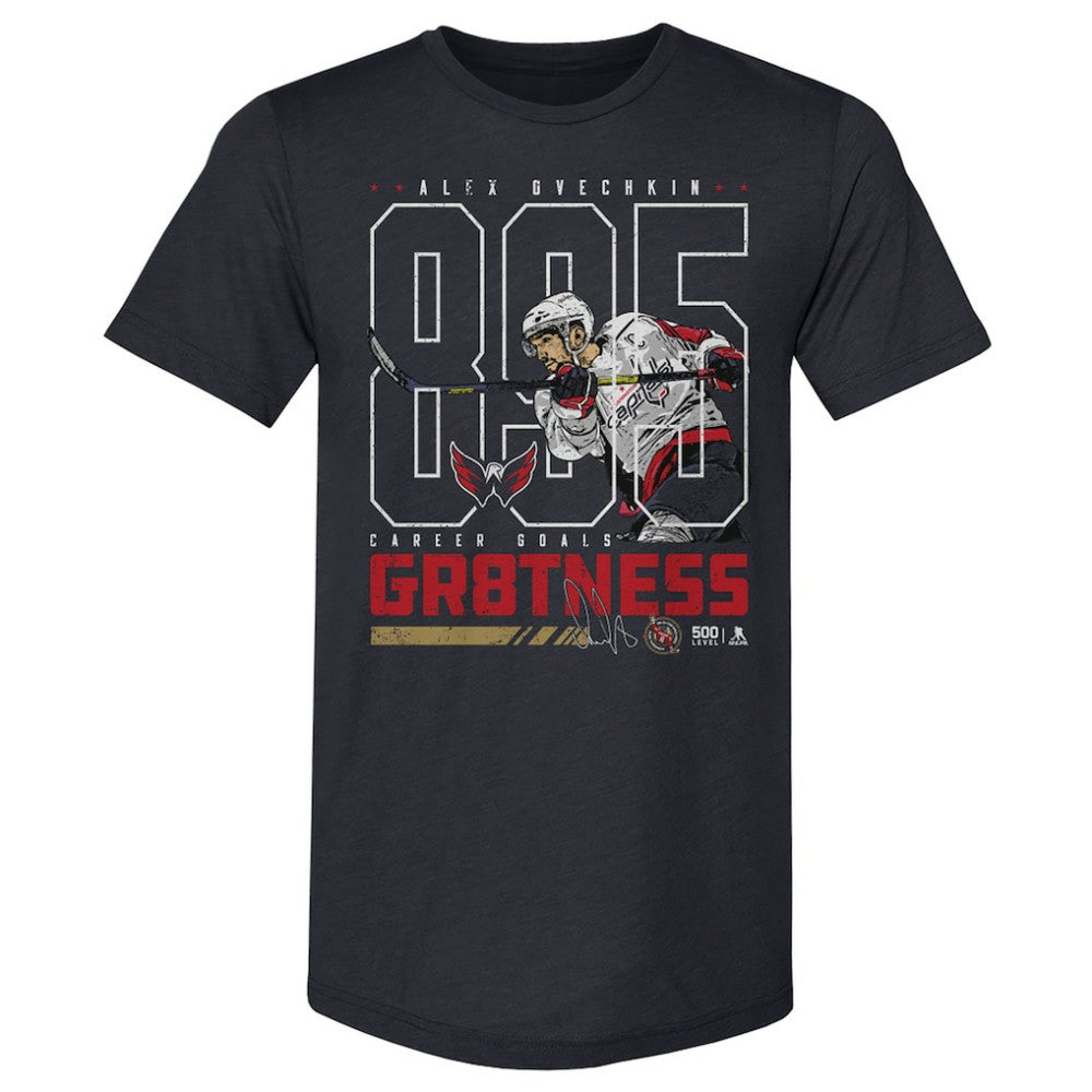 Alexander Ovechkin Washington Capitals 500 Level NHL All-Time Leading Goal Scorer Tri-Blend Outline T-Shirt - Navy - NHL