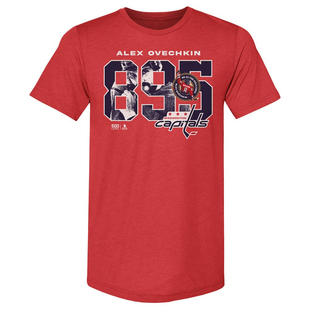 Alexander Ovechkin Washington Capitals 500 Level NHL All-Time Leading Goal Scorer Tri-Blend Overlay T-Shirt - Red - NHL