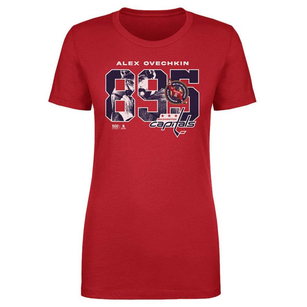 Alexander Ovechkin Washington Capitals 500 Level Women's NHL All-Time Leading Goal Scorer Overlay T-Shirt - Red - NHL