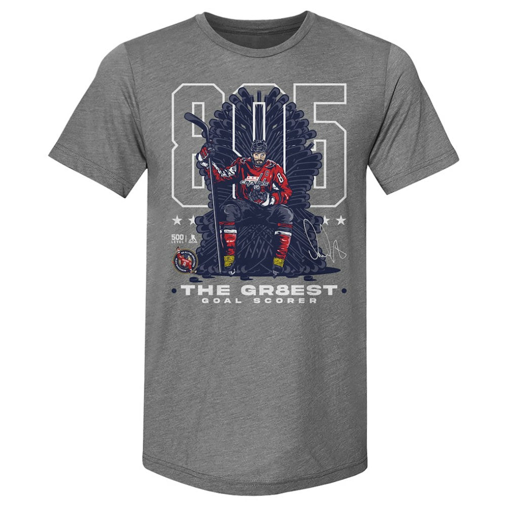 Alexander Ovechkin Washington Capitals 500 Level NHL All-Time Leading Goal Scorer Tri-Blend Throne T-Shirt - Gray - NHL