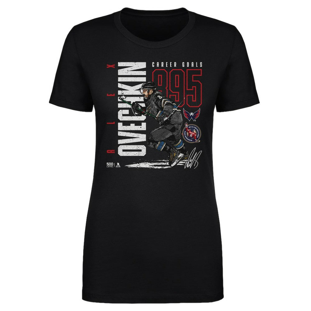 Alexander Ovechkin Washington Capitals 500 Level Women's NHL All-Time Leading Goal Scorer Throwback T-Shirt - Black - NHL