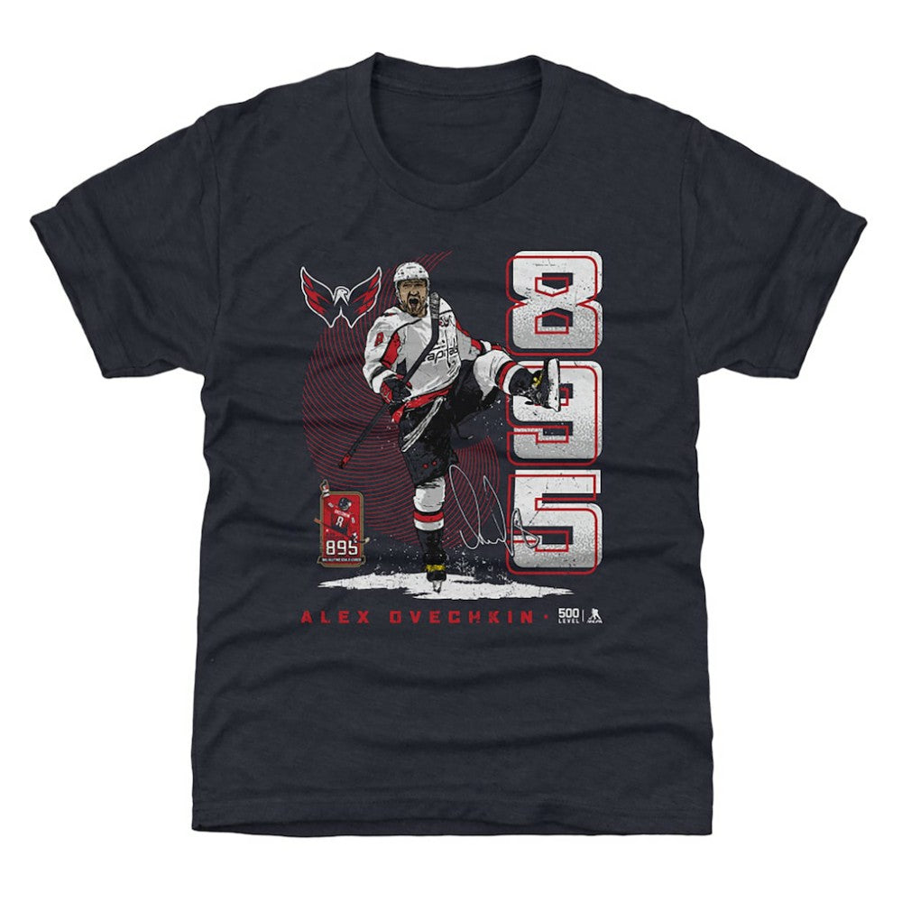 Alexander Ovechkin Washington Capitals 500 Level Youth NHL All-Time Leading Goal Scorer Vertical T-Shirt - Navy - NHL