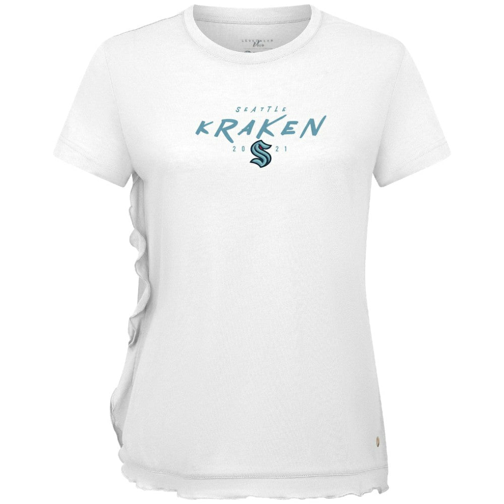 Seattle Kraken Levelwear Women's Airflow Scratched T-Shirt - White - NHL