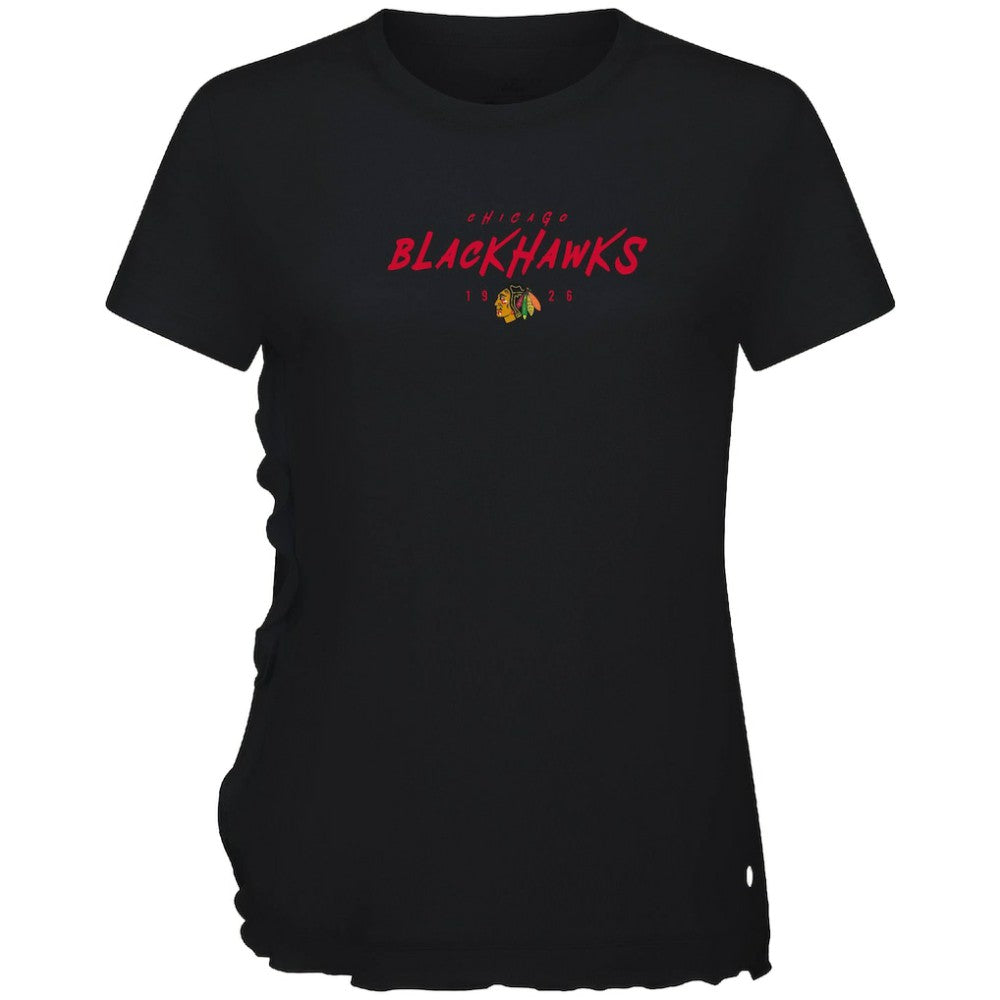 Chicago Blackhawks Levelwear Women's Airflow Scratched T-Shirt - Black - NHL