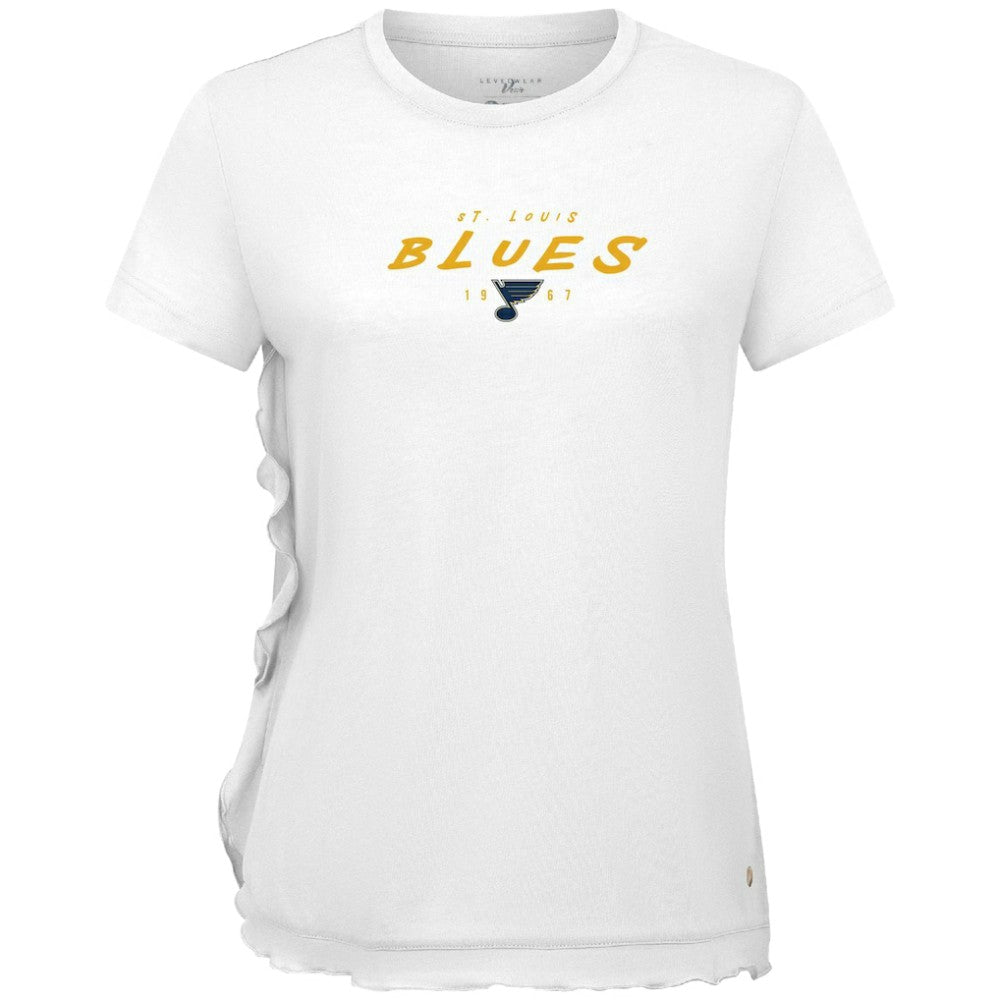 St. Louis Blues Levelwear Women's Airflow Scratched T-Shirt - White - NHL