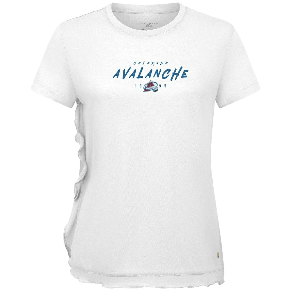 Colorado Avalanche Levelwear Women's Airflow Scratched T-Shirt - White - NHL