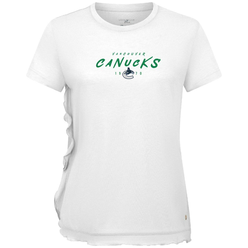 Vancouver Canucks Levelwear Women's Airflow Scratched T-Shirt - White - NHL