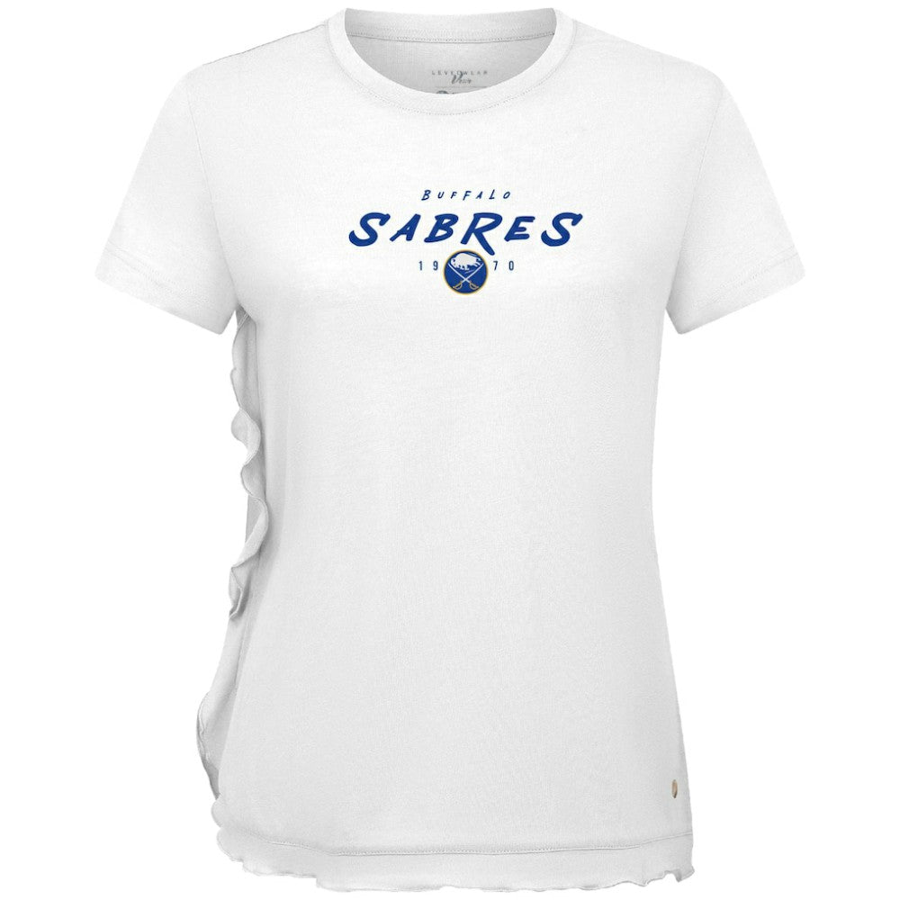 Buffalo Sabres Levelwear Women's Airflow Scratched T-Shirt - White - NHL