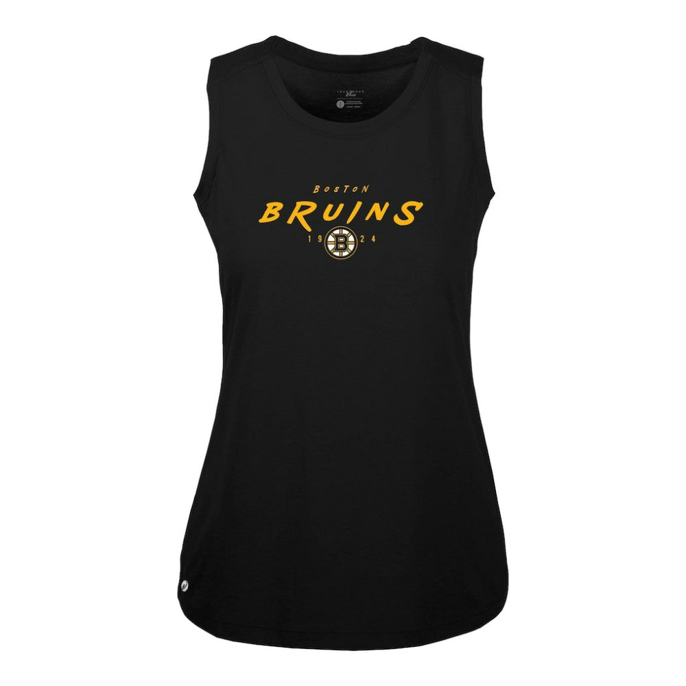 Boston Bruins Levelwear Women's Macy Scratched Tank Top - Black - NHL
