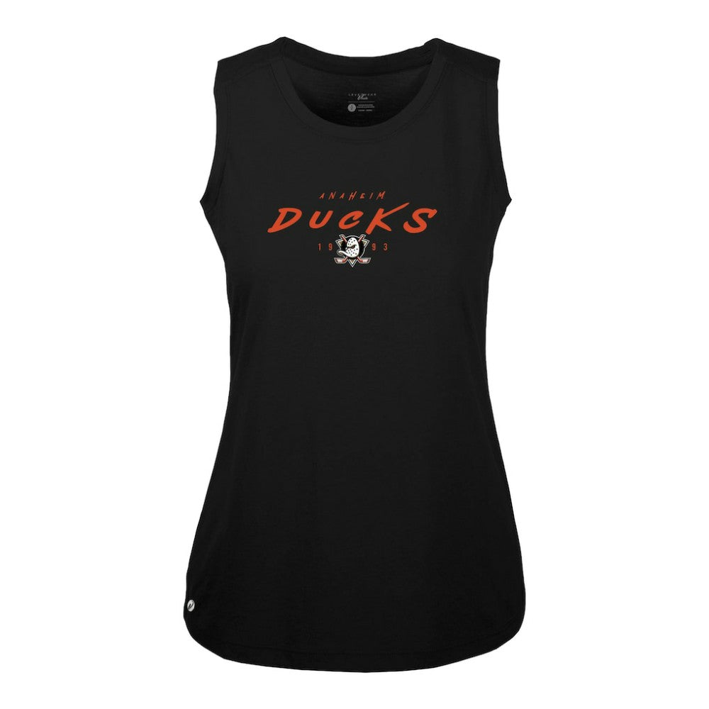 Anaheim Ducks Levelwear Women's Macy Scratched Tank Top - Black - NHL