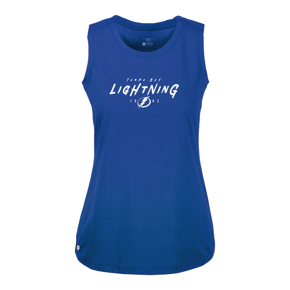 Tampa Bay Lightning Levelwear Women's Macy Scratched Tank Top - Royal - NHL
