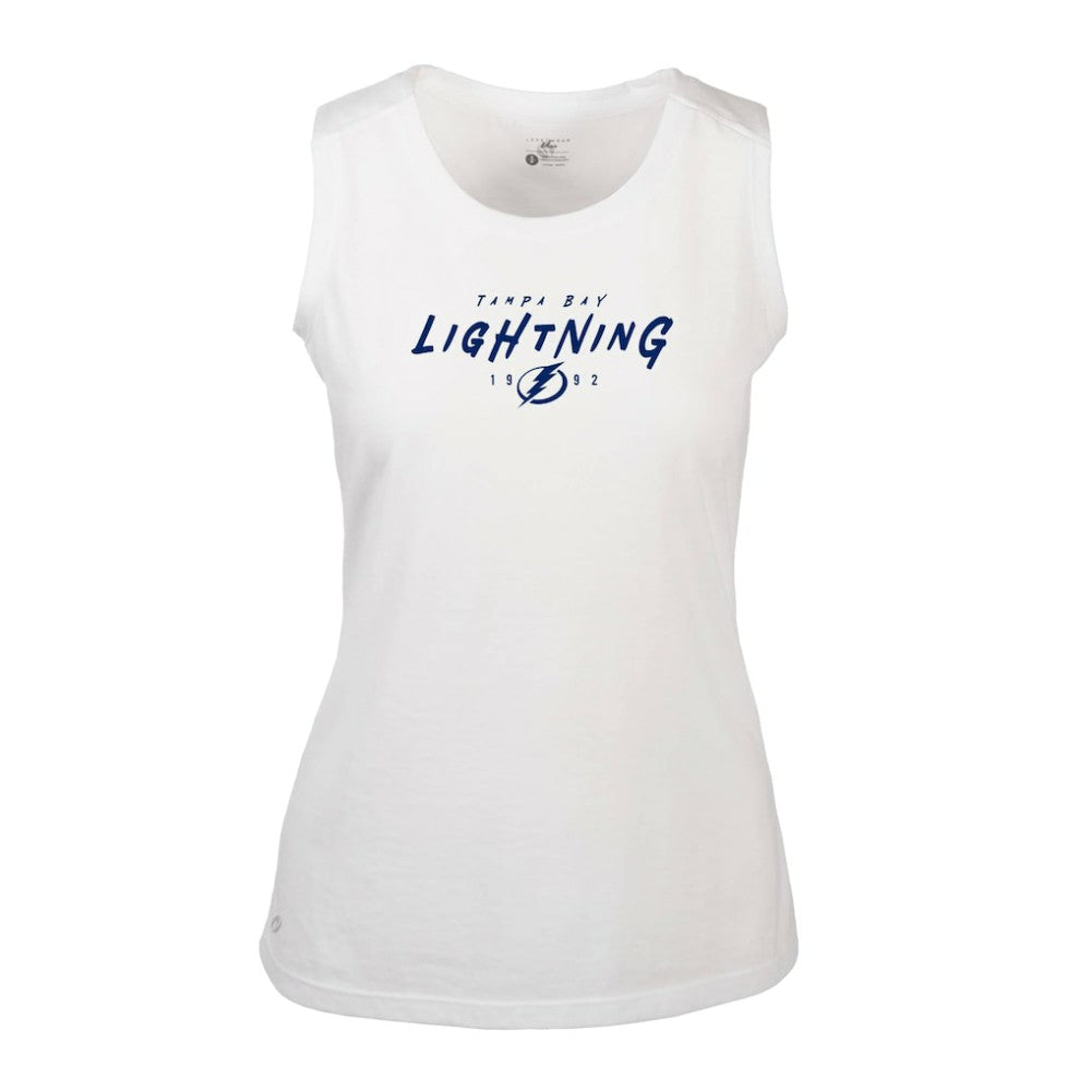 Tampa Bay Lightning Levelwear Women's Macy Scratched Tank Top - White - NHL