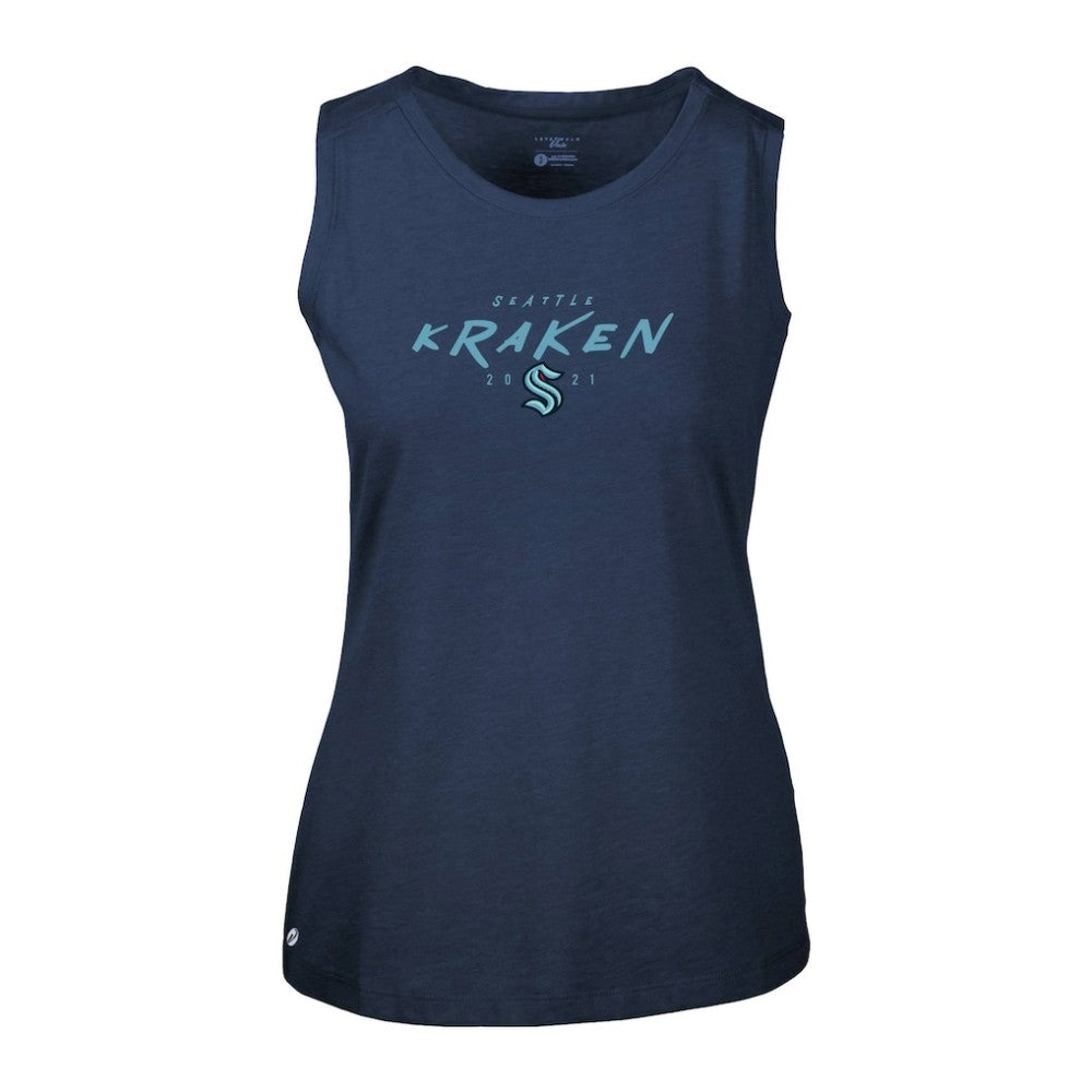 Seattle Kraken Levelwear Women's Macy Scratched Tank Top - Deep Sea Blue - NHL