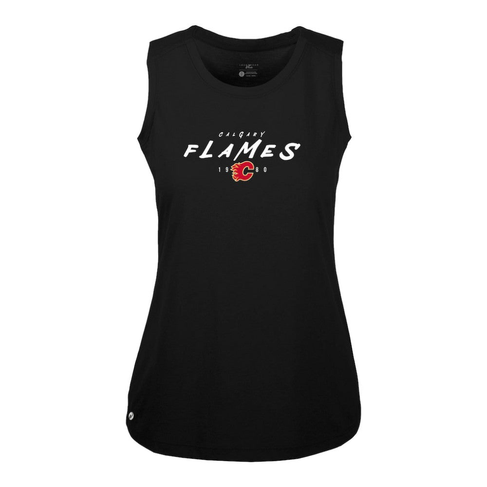Calgary Flames Levelwear Women's Macy Scratched Tank Top - Black - NHL