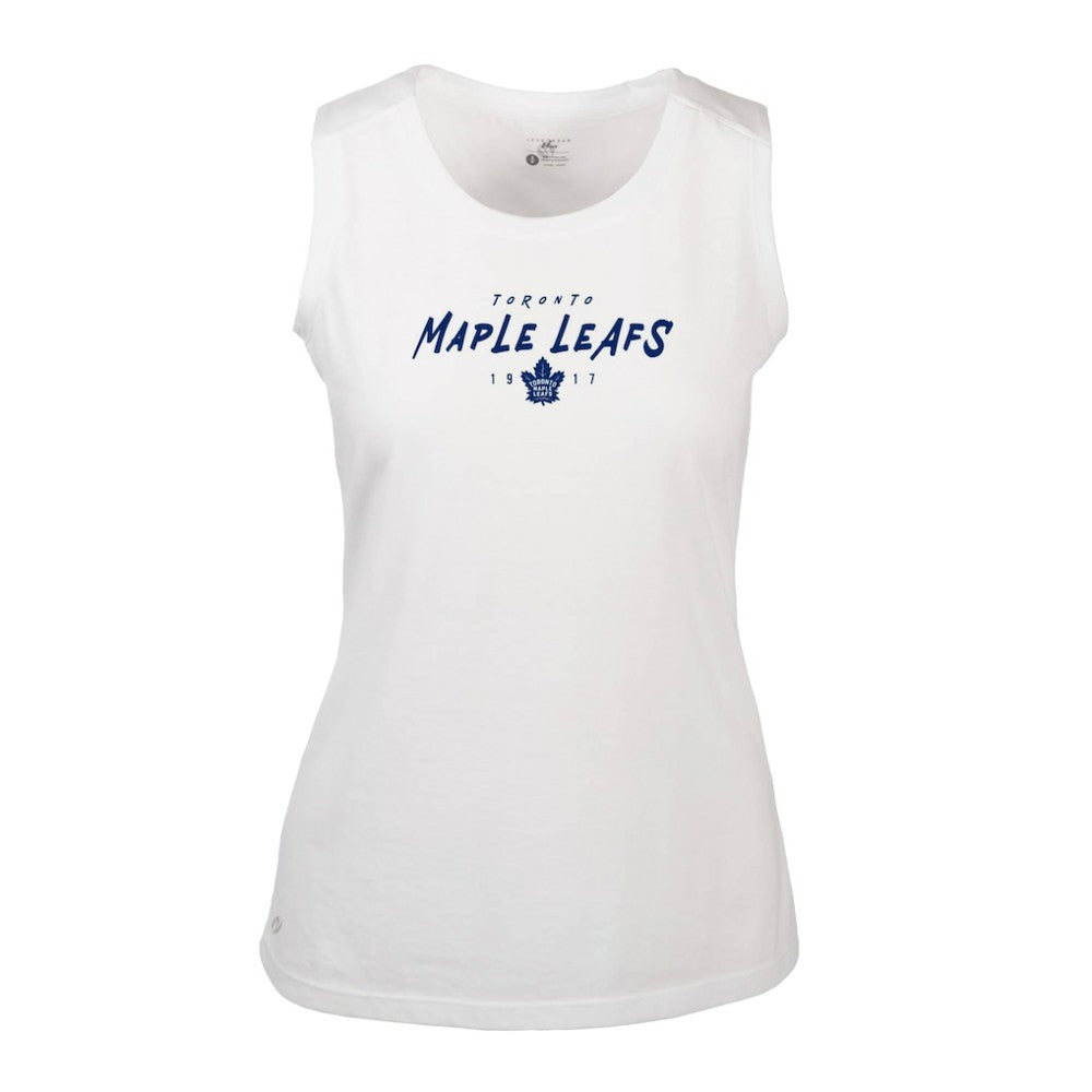 Toronto Maple Leafs Levelwear Women's Macy Scratched Tank Top - White - NHL