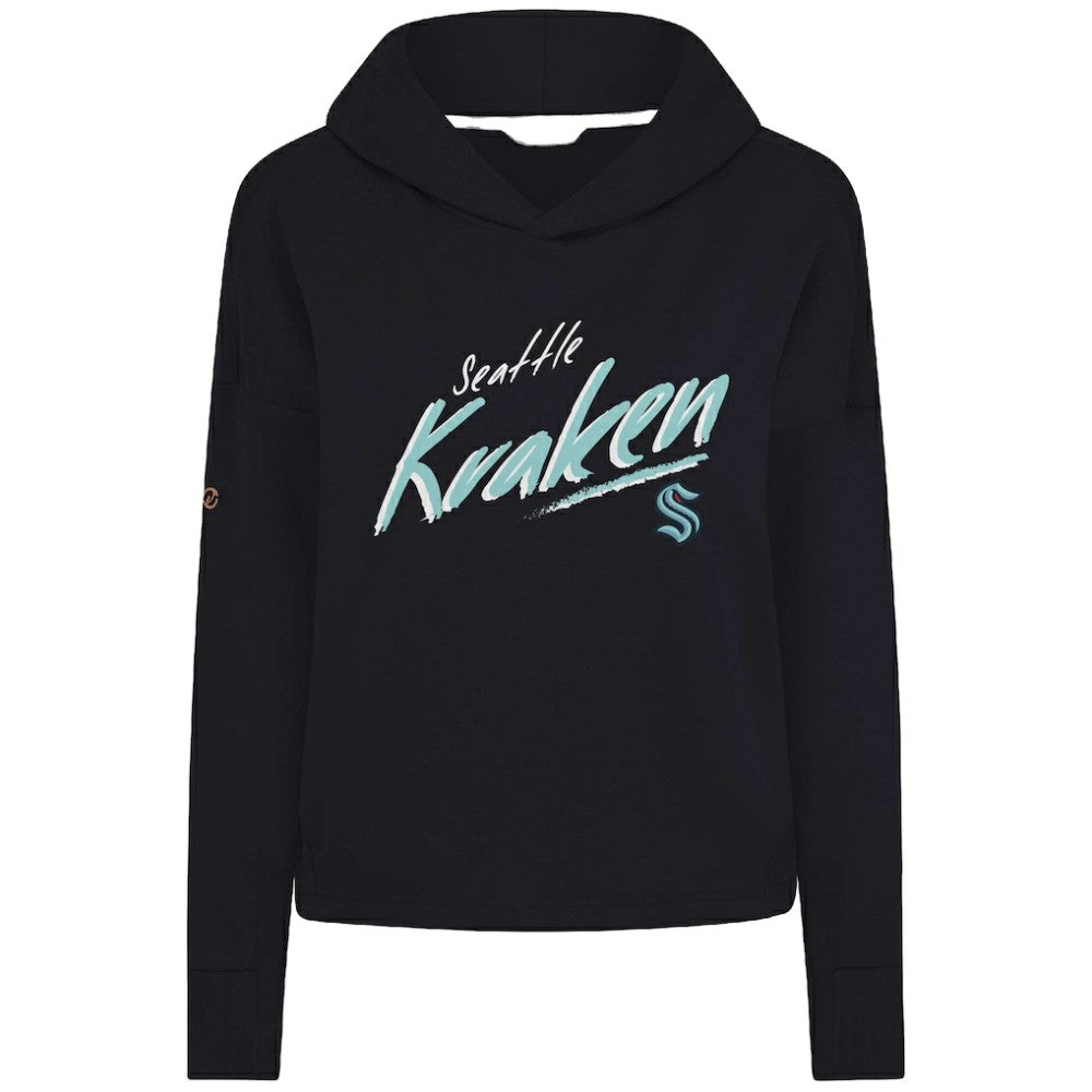 Seattle Kraken Levelwear Women's Sweet Sizzle Tri-Blend Cropped Pullover Hoodie - Black - NHL