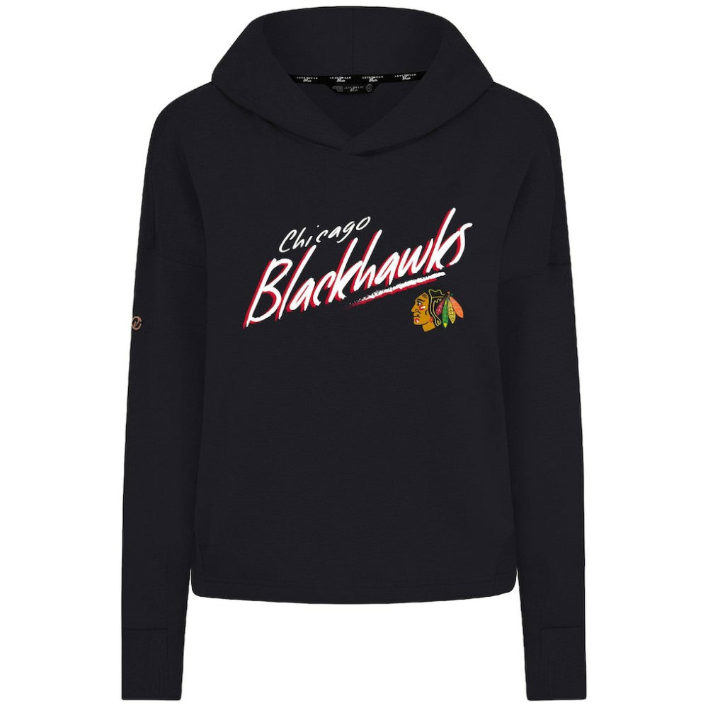 Chicago Blackhawks Levelwear Women's Sweet Sizzle Tri-Blend Cropped Pullover Hoodie - Black - NHL