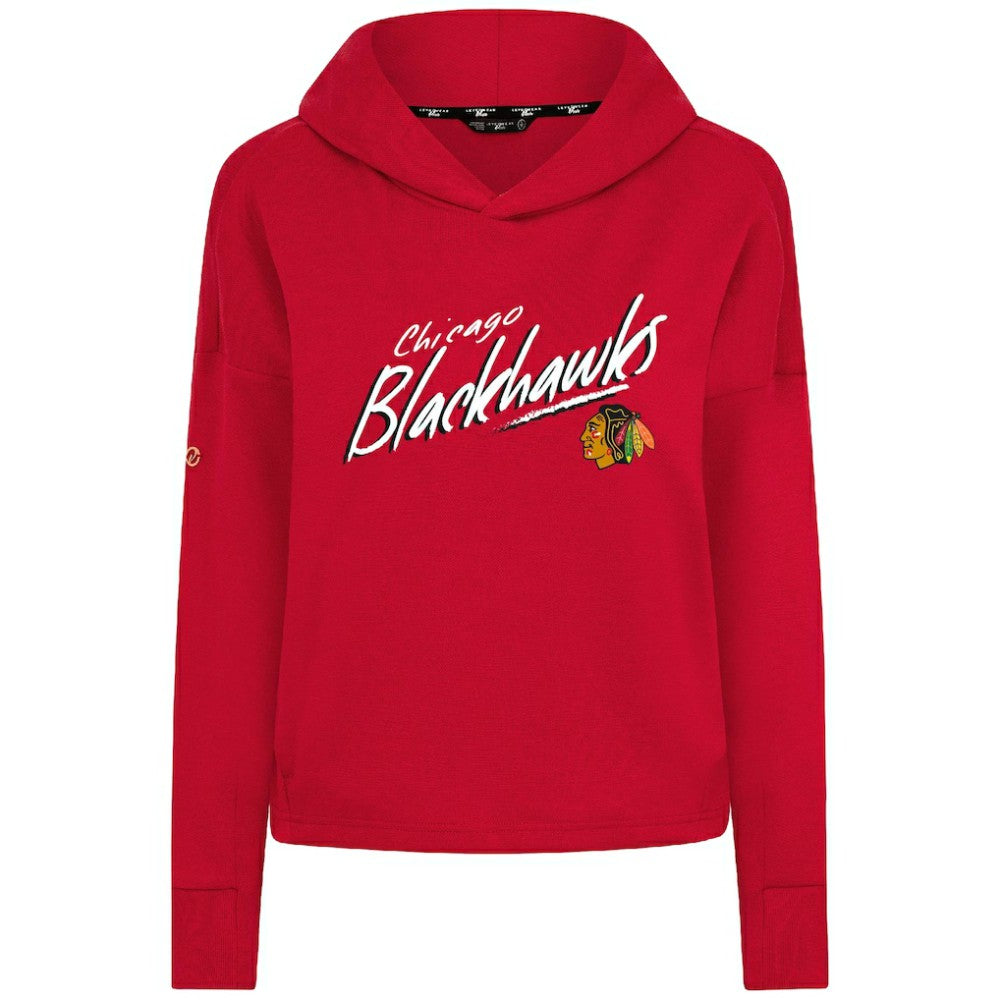 Chicago Blackhawks Levelwear Women's Sweet Sizzle Tri-Blend Cropped Pullover Hoodie - Red - NHL