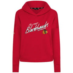 Chicago Blackhawks Levelwear Women's Sweet Sizzle Tri-Blend Cropped Pullover Hoodie - Red - NHL