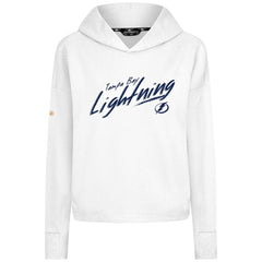 Tampa Bay Lightning Levelwear Women's Sweet Sizzle Tri-Blend Cropped Pullover Hoodie - White - NHL