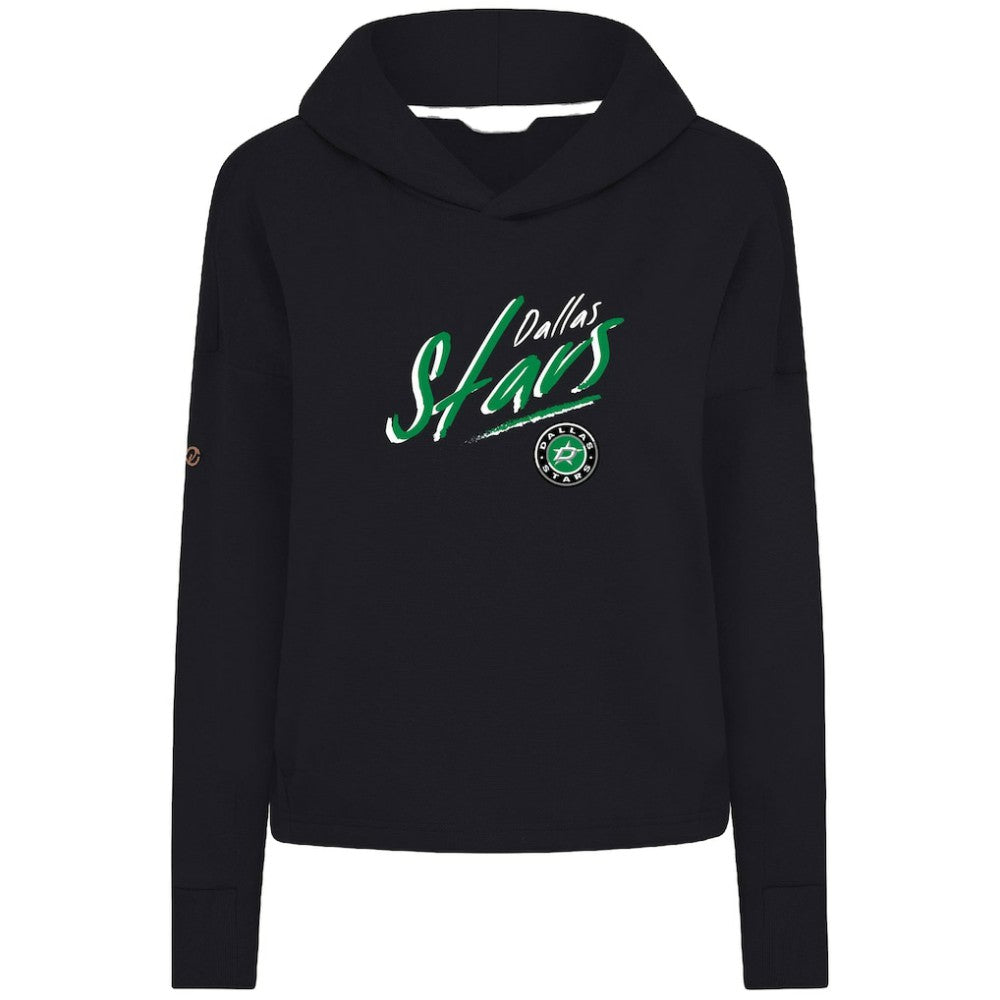 Dallas Stars Levelwear Women's Sweet Sizzle Tri-Blend Cropped Pullover Hoodie - Black - NHL