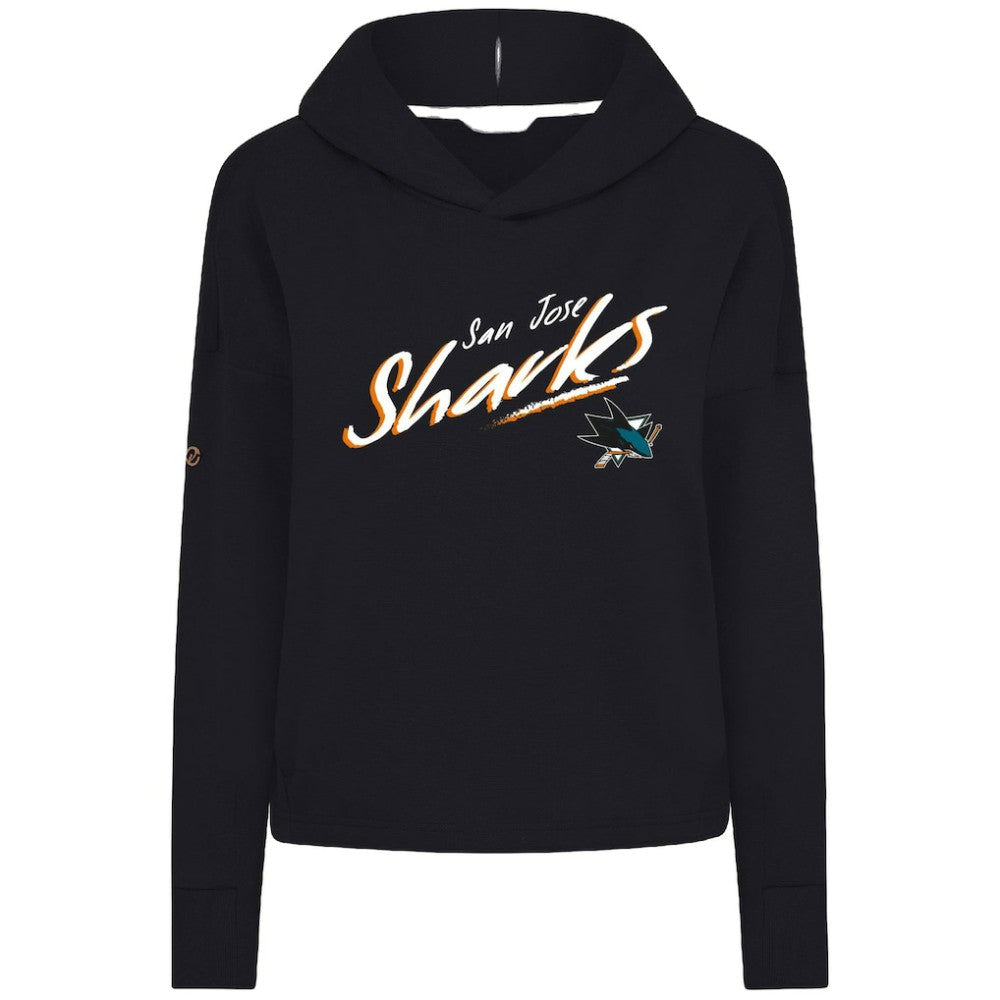 San Jose Sharks Levelwear Women's Sweet Sizzle Tri-Blend Cropped Pullover Hoodie - Black - NHL