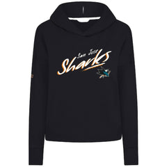 San Jose Sharks Levelwear Women's Sweet Sizzle Tri-Blend Cropped Pullover Hoodie - Black - NHL