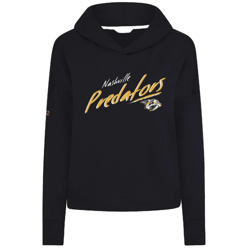 Nashville Predators Levelwear Women's Sweet Sizzle Tri-Blend Cropped Pullover Hoodie - Black - NHL