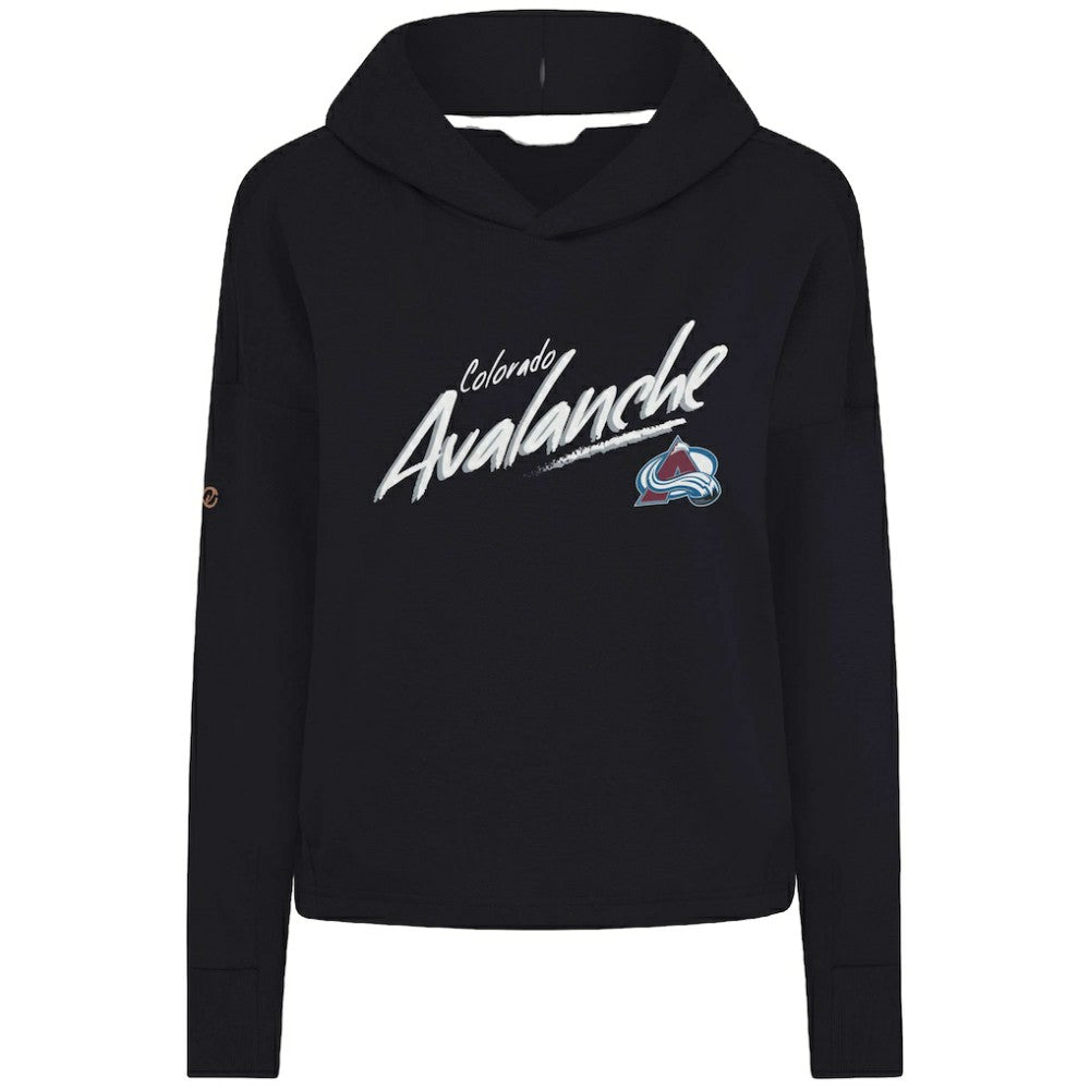 Colorado Avalanche Levelwear Women's Sweet Sizzle Tri-Blend Cropped Pullover Hoodie - Black - NHL