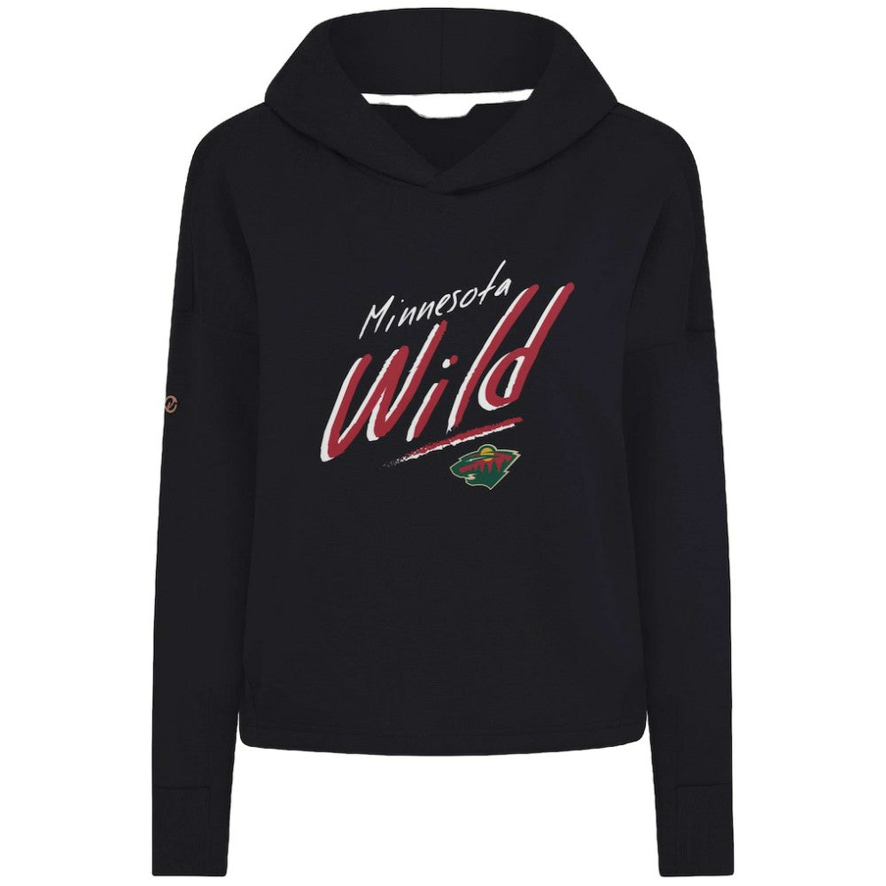 Minnesota Wild Levelwear Women's Sweet Sizzle Tri-Blend Cropped Pullover Hoodie - Black - NHL