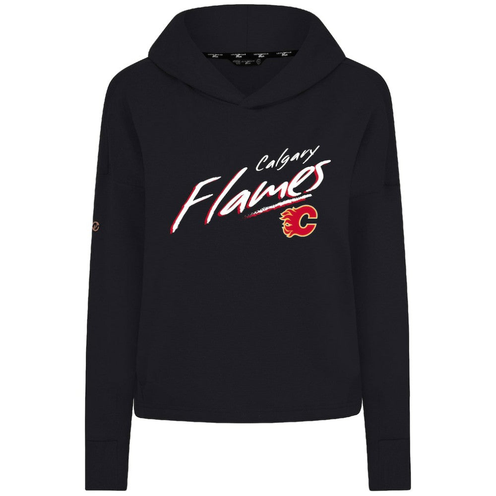 Calgary Flames Levelwear Women's Sweet Sizzle Tri-Blend Cropped Pullover Hoodie - Black - NHL
