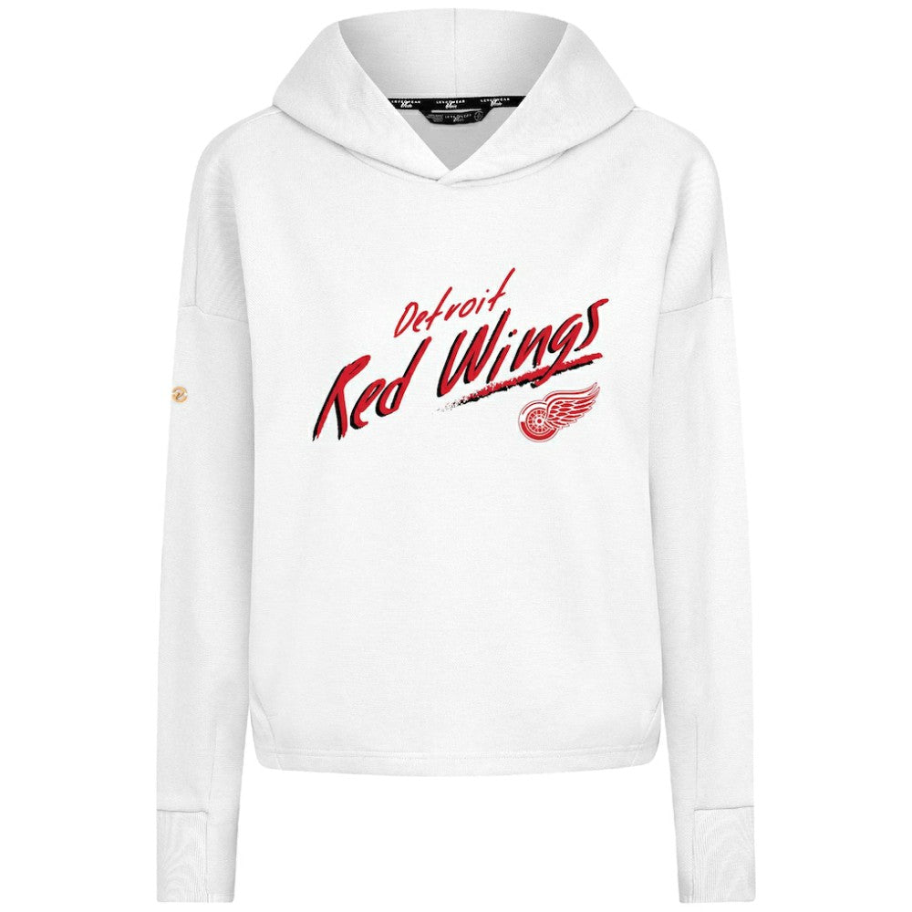Detroit Red Wings Levelwear Women's Sweet Sizzle Tri-Blend Cropped Pullover Hoodie - White - NHL
