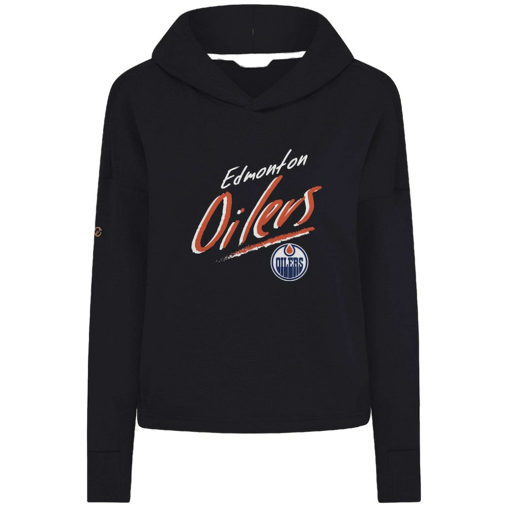 Edmonton Oilers Levelwear Women's Sweet Sizzle Tri-Blend Cropped Pullover Hoodie - Black - NHL