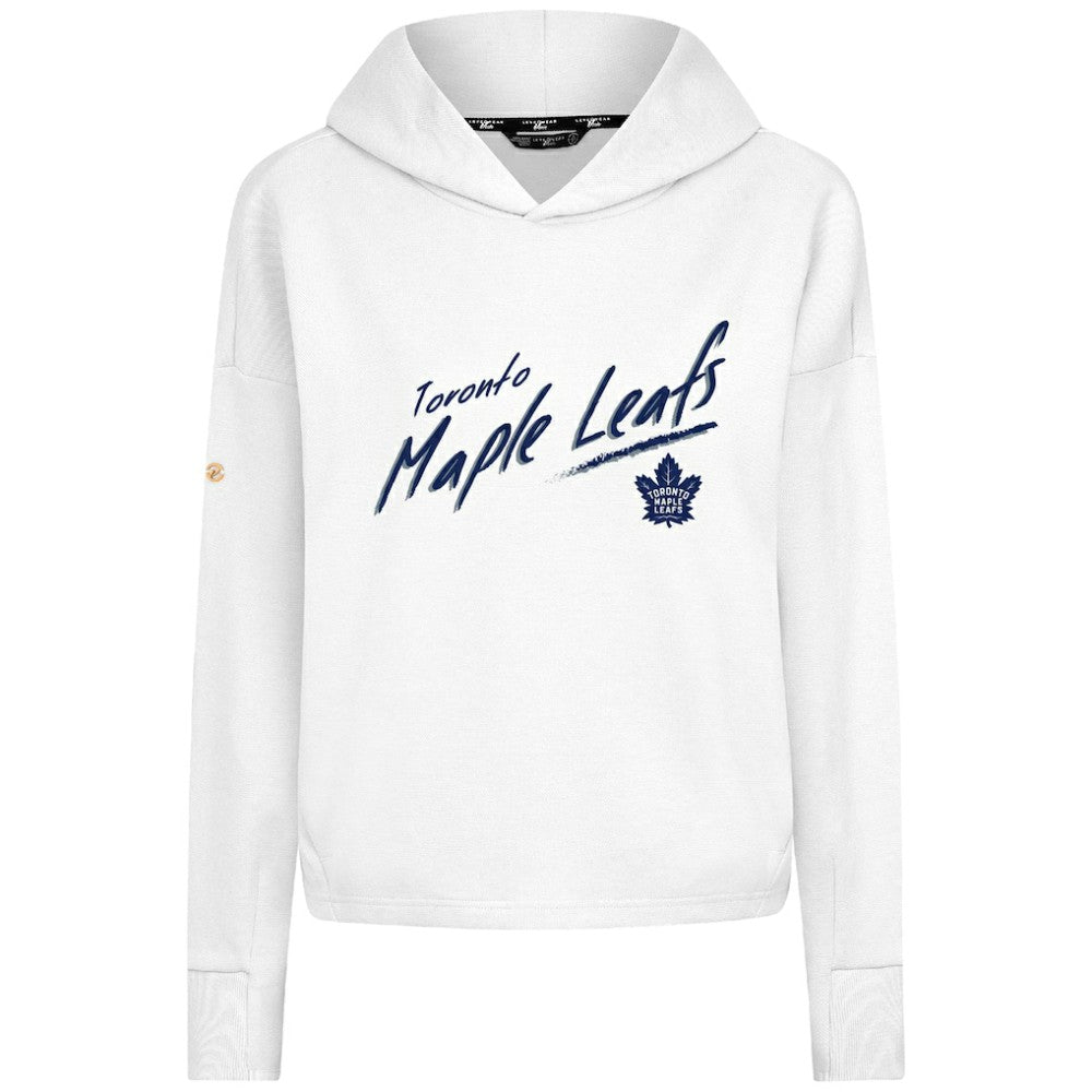 Toronto Maple Leafs Levelwear Women's Sweet Sizzle Tri-Blend Cropped Pullover Hoodie - White - NHL