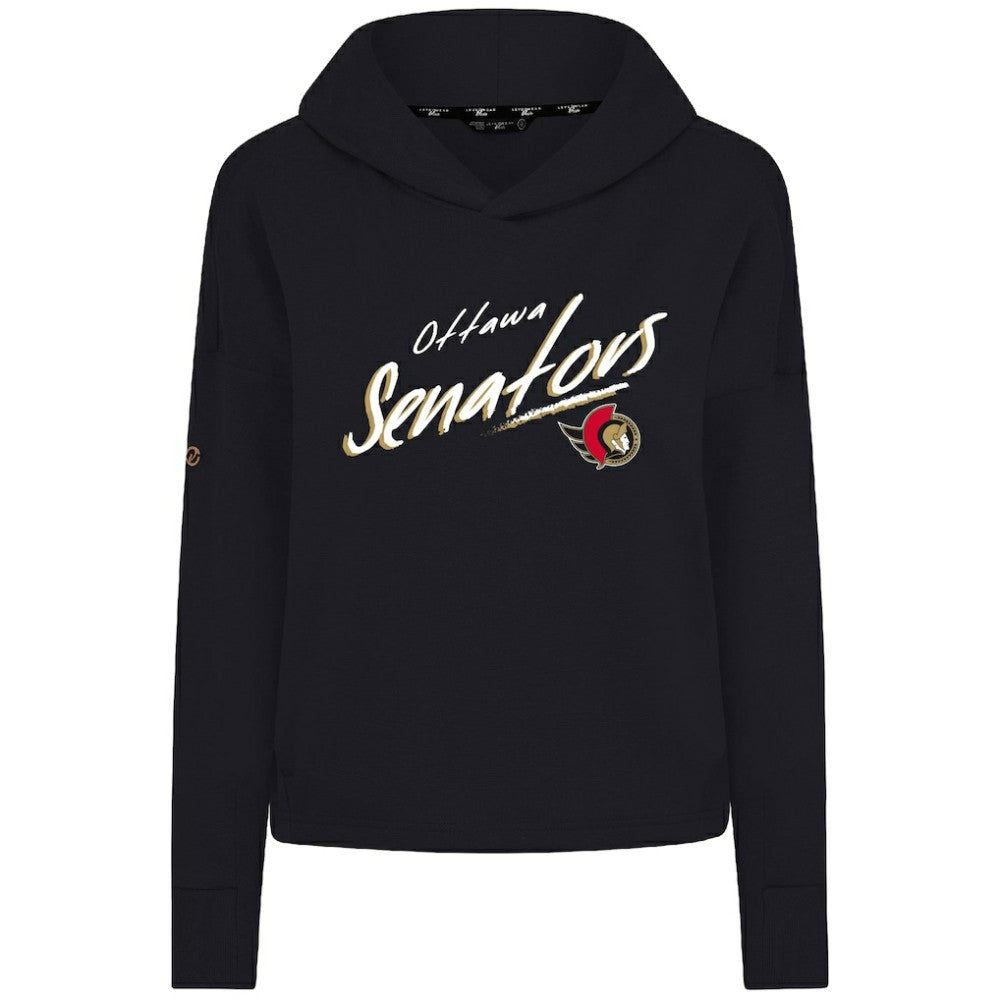Ottawa Senators Levelwear Women's Sweet Sizzle Tri-Blend Cropped Pullover Hoodie - Black - NHL