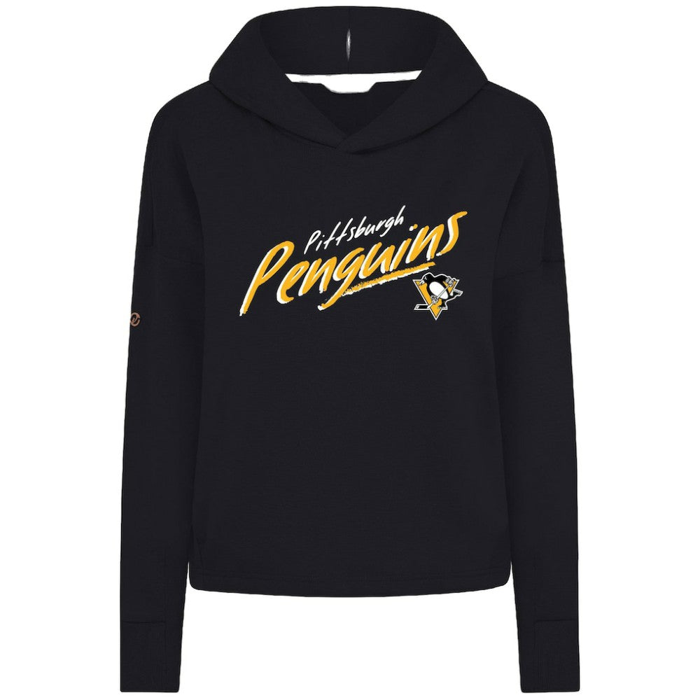 Pittsburgh Penguins Levelwear Women's Sweet Sizzle Tri-Blend Cropped Pullover Hoodie - Black - NHL