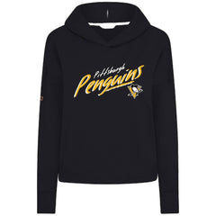 Pittsburgh Penguins Levelwear Women's Sweet Sizzle Tri-Blend Cropped Pullover Hoodie - Black - NHL