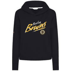 Boston Bruins Levelwear Women's Sweet Sizzle Tri-Blend Cropped Pullover Hoodie - Black - NHL