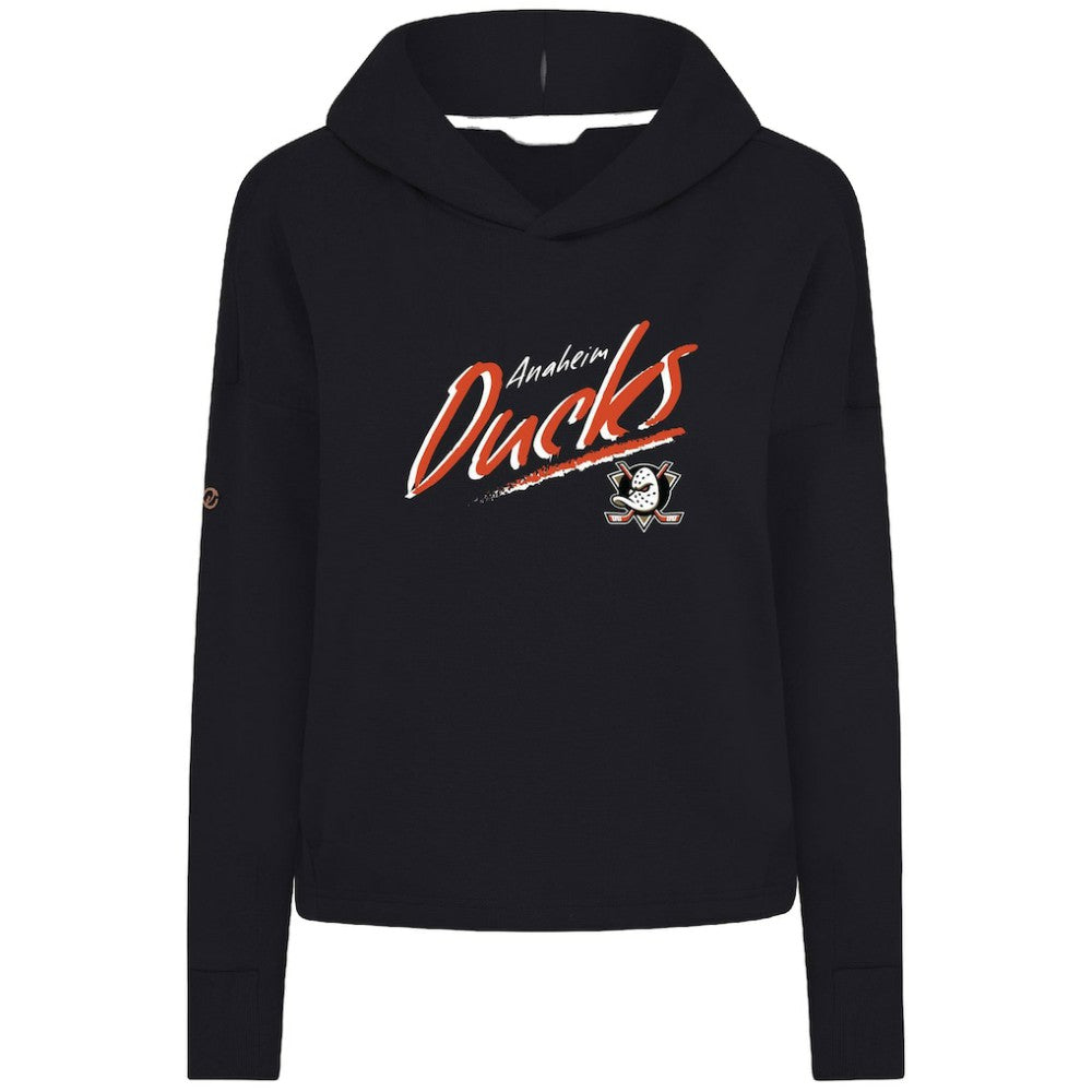 Anaheim Ducks Levelwear Women's Sweet Sizzle Tri-Blend Cropped Pullover Hoodie - Black - NHL